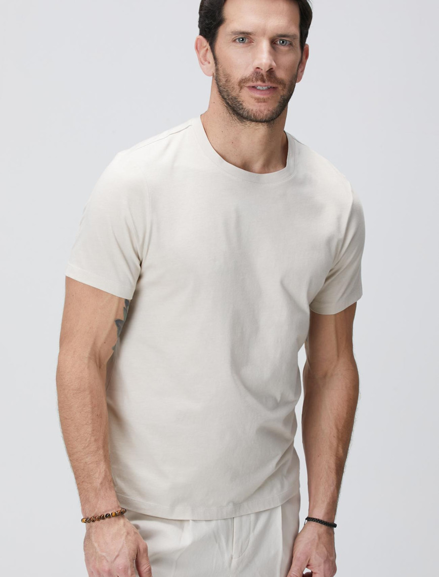 Network Erkek Bej Basic T-shirt Network Erkek Bej Basic T-shirt