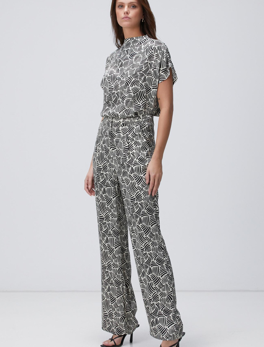 Network Kadın Siyah Kırık Beyaz Desenli Pantolon Network Kadın Siyah Kırık Beyaz Desenli Pantolon