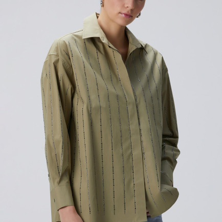 Network Kadın Yeşil Taş Baskılı Gömlek Network Kadın Yeşil Taş Baskılı Gömlek