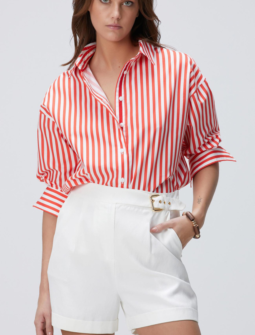 Network Kadın Kırmızı Çizgili Gömlek Network Kadın Kırmızı Çizgili Gömlek