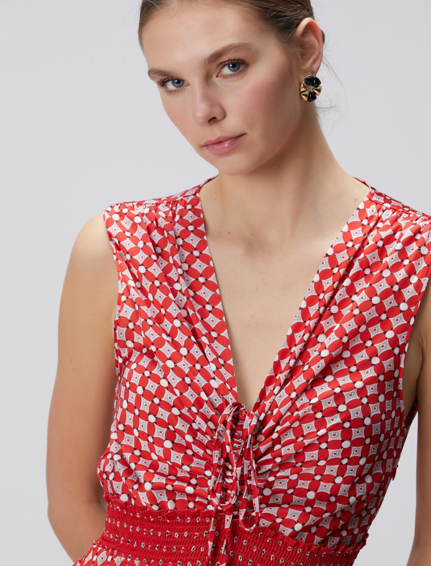 Network Kadın Kırmızı Desenli Mini Elbise Network Kadın Kırmızı Desenli Mini Elbise