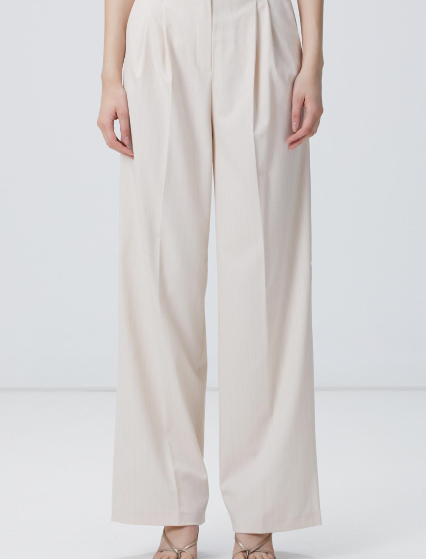 Network Kadın Bej Çizgili Pantolon Network Kadın Bej Çizgili Pantolon