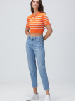 Network Kadın Turuncu Çizgili Kazak