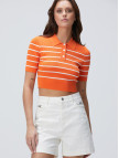 Network Kadın Turuncu Çizgili Kazak