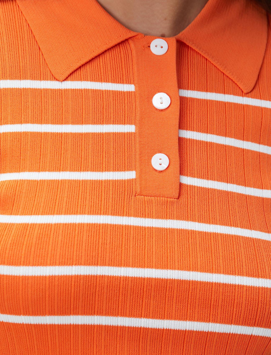 Network Kadın Turuncu Çizgili Kazak