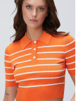 Network Kadın Turuncu Çizgili Kazak