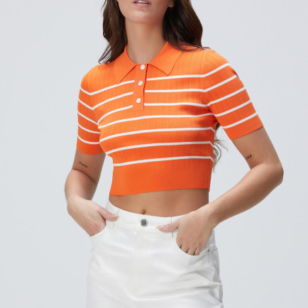 Network Kadın Turuncu Çizgili Kazak Network Kadın Turuncu Çizgili Kazak