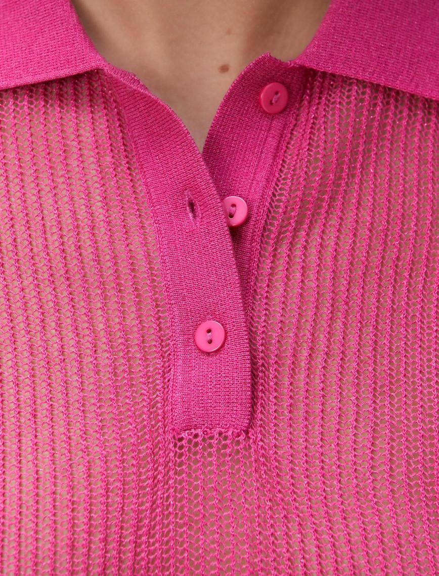 Network Kadın Pembe Polo Yaka Triko Network Kadın Pembe Polo Yaka Triko