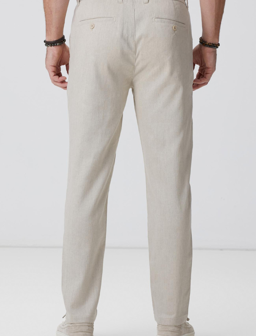 Network Erkek Açık Bej Keten Karışımlı Casual Pantolon Network Erkek Açık Bej Keten Karışımlı Casual Pantolon