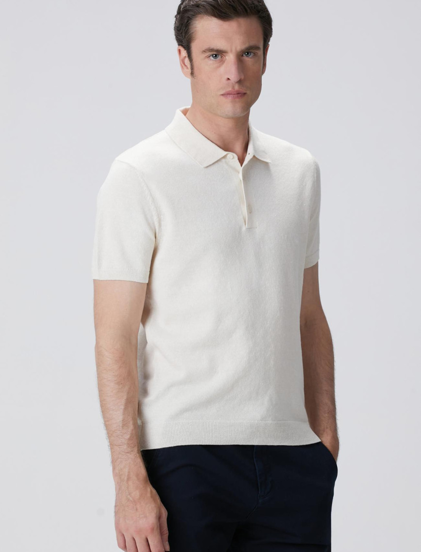 Network Erkek Kırık Beyaz Keten Karışımlı Kazak Network Erkek Kırık Beyaz Keten Karışımlı Kazak