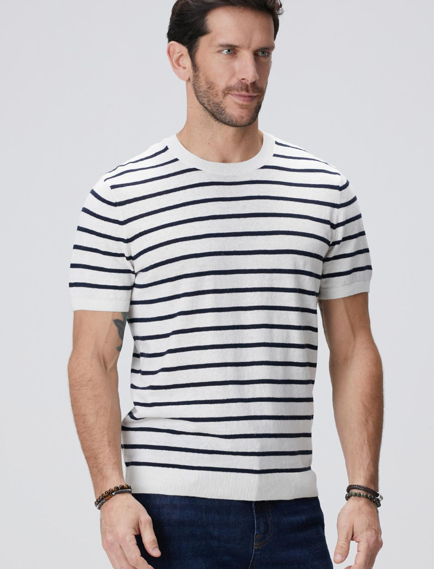 Network Erkek Beyaz Keten Karışımlı Kazak Network Erkek Beyaz Keten Karışımlı Kazak