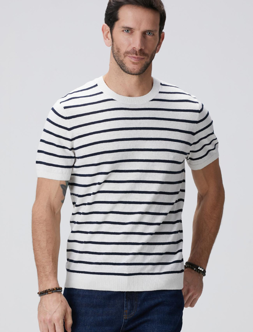 Network Erkek Beyaz Keten Karışımlı Kazak Network Erkek Beyaz Keten Karışımlı Kazak