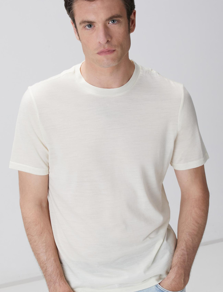 Network Erkek Limited Kırık Beyaz Yün T-shirt Network Erkek Limited Kırık Beyaz Yün T-shirt