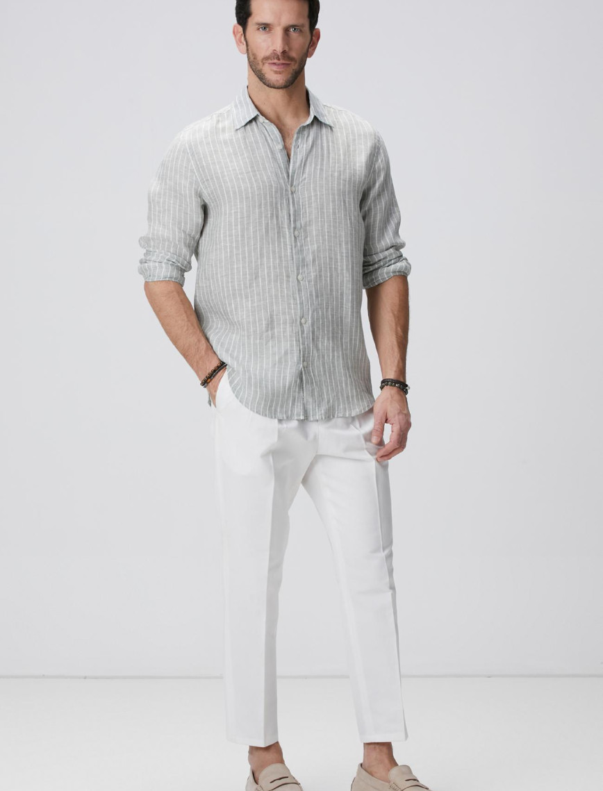 Network Erkek Kırık Beyaz Keten Karışımlı Pantolon Network Erkek Kırık Beyaz Keten Karışımlı Pantolon