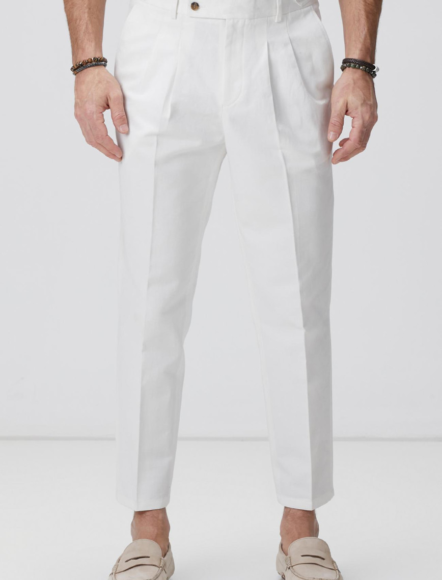 Network Erkek Kırık Beyaz Keten Karışımlı Pantolon Network Erkek Kırık Beyaz Keten Karışımlı Pantolon