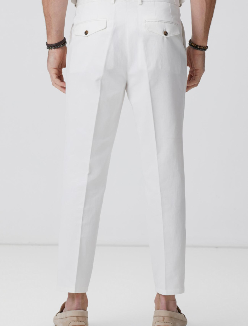 Network Erkek Kırık Beyaz Keten Karışımlı Pantolon Network Erkek Kırık Beyaz Keten Karışımlı Pantolon