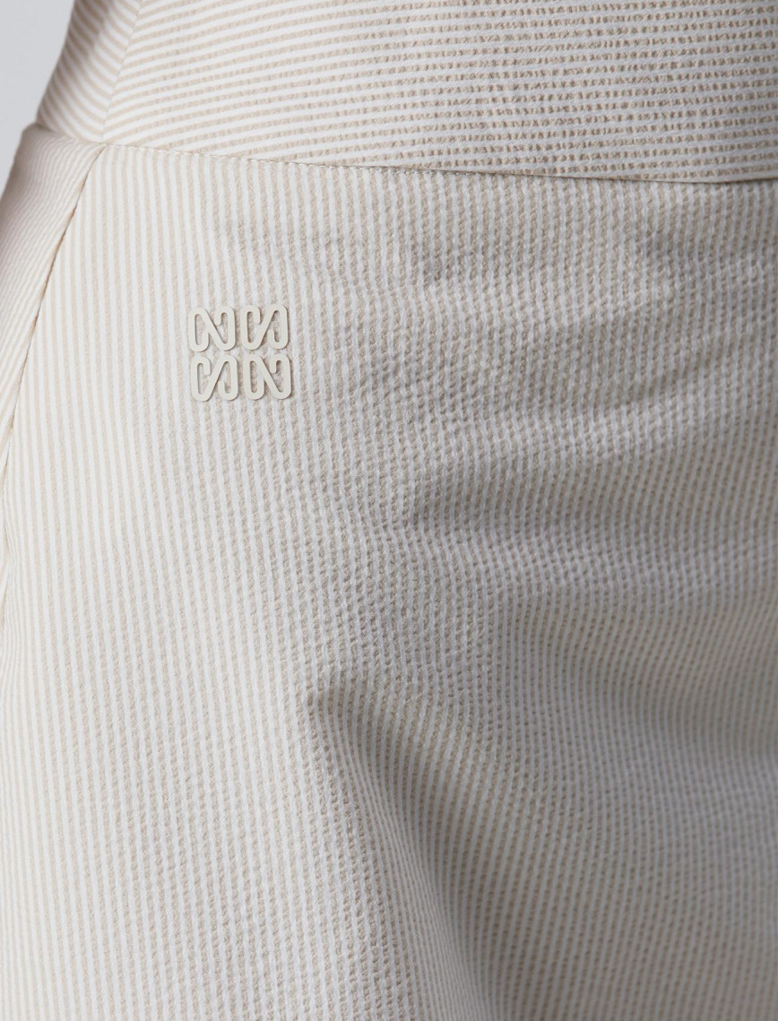 Network Kadın N-Tech Kırık Beyaz Gofreli Bej Mini Etek