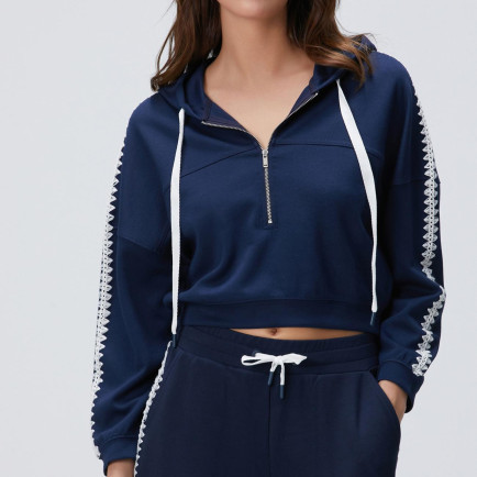 Network Kadın Lacivert Crop Sweatshirt