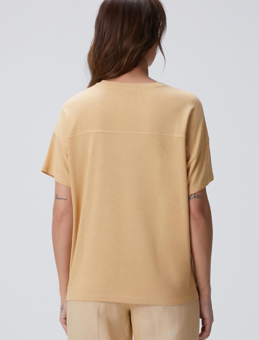 Network Kadın Limited Hardal Kaşmir Karışımlı T-shirt Network Kadın Limited Hardal Kaşmir Karışımlı T-shirt