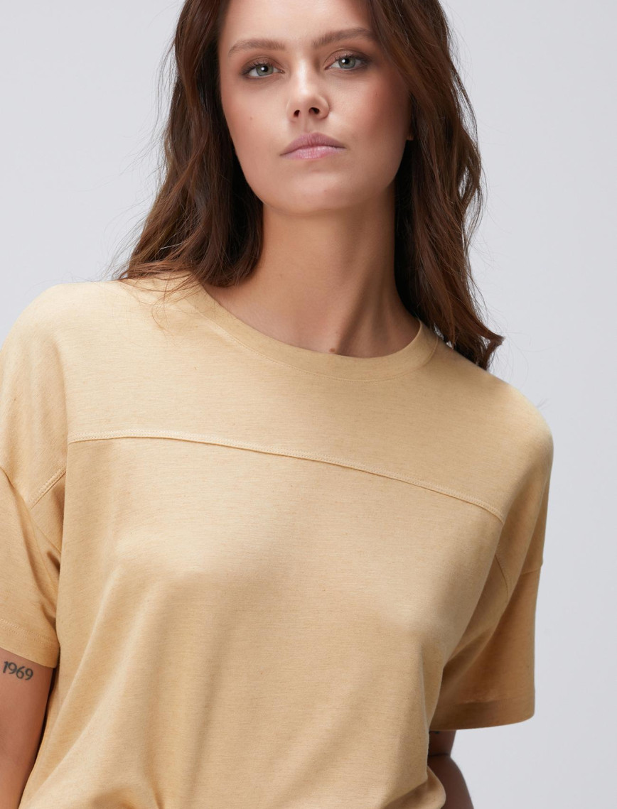 Network Kadın Limited Hardal Kaşmir Karışımlı T-shirt Network Kadın Limited Hardal Kaşmir Karışımlı T-shirt