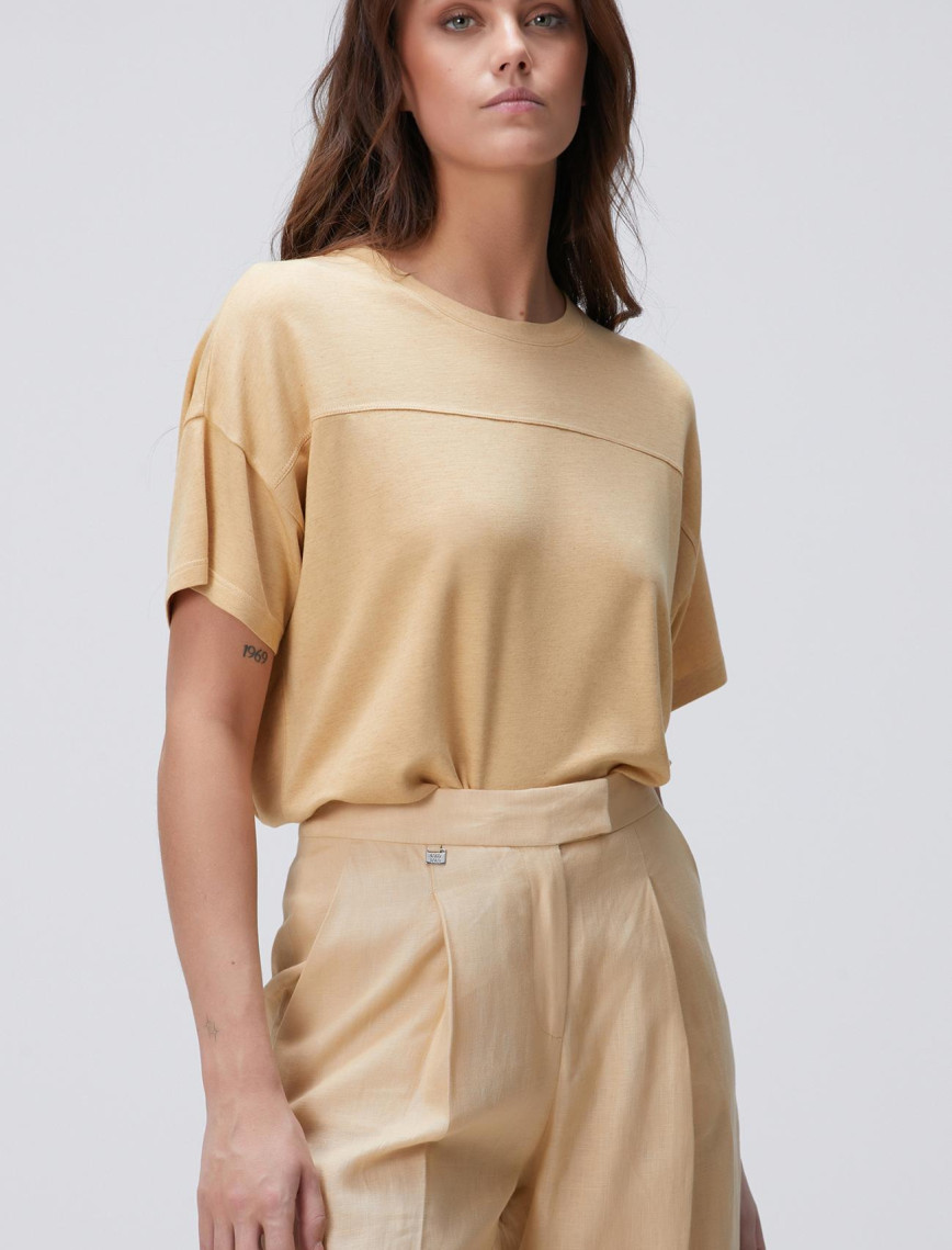 Network Kadın Limited Hardal Kaşmir Karışımlı T-shirt Network Kadın Limited Hardal Kaşmir Karışımlı T-shirt