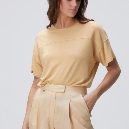 Network Kadın Limited Hardal Kaşmir Karışımlı T-shirt Network Kadın Limited Hardal Kaşmir Karışımlı T-shirt