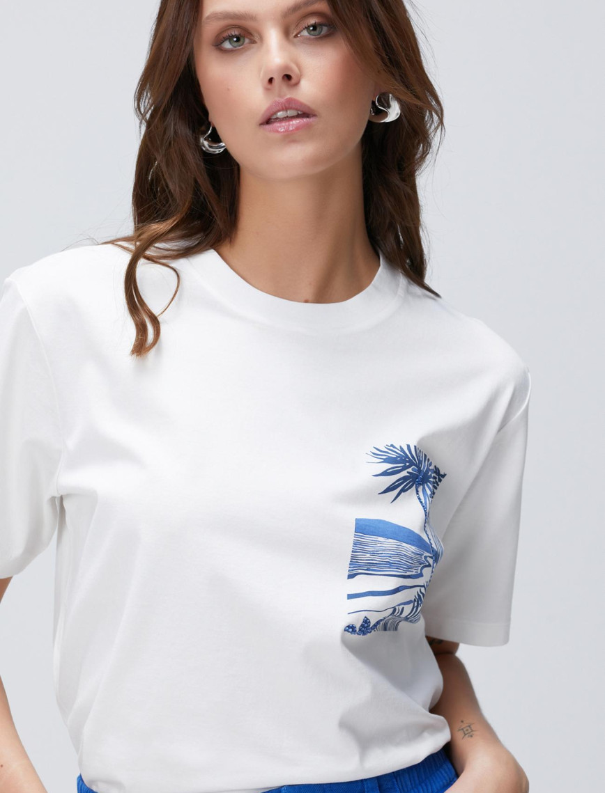 Network Kadın Bej Baskılı T-shirt Network Kadın Bej Baskılı T-shirt