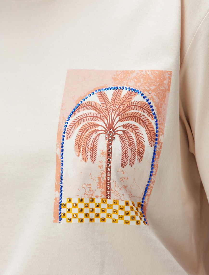 Network Kadın Bej Baskılı T-shirt Network Kadın Bej Baskılı T-shirt