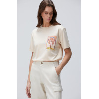 Network Kadın Bej Baskılı T-shirt Network Kadın Bej Baskılı T-shirt