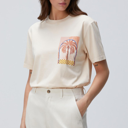 Network Kadın Bej Baskılı T-shirt