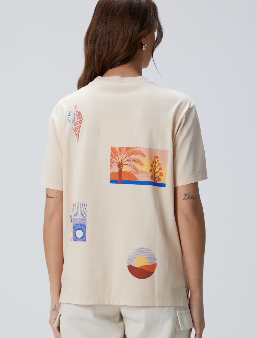 Network Kadın Bej Baskılı T-shirt Network Kadın Bej Baskılı T-shirt