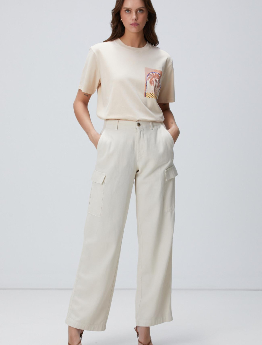 Network Kadın Bej Baskılı T-shirt Network Kadın Bej Baskılı T-shirt