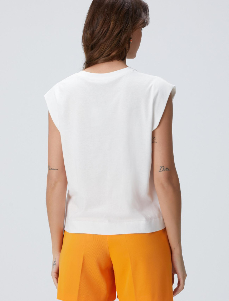 Network Kadın Kırık Beyaz Baskılı T-shirt Network Kadın Kırık Beyaz Baskılı T-shirt