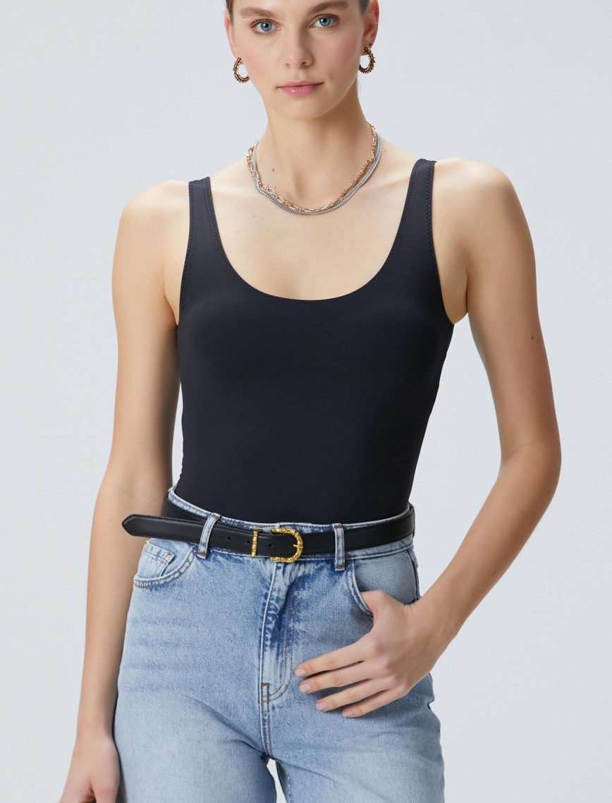 Network Kadın Siyah Jarse Bodysuit T-shirt Network Kadın Siyah Jarse Bodysuit T-shirt