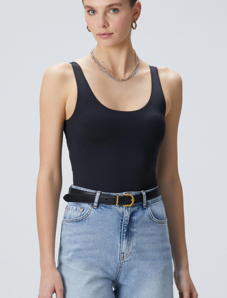 Network Kadın Siyah Jarse Bodysuit T-shirt Network Kadın Siyah Jarse Bodysuit T-shirt