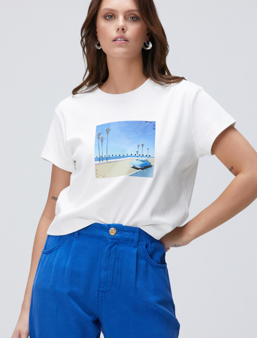 Network Kadın Kırık Beyaz T-shirt Network Kadın Kırık Beyaz T-shirt