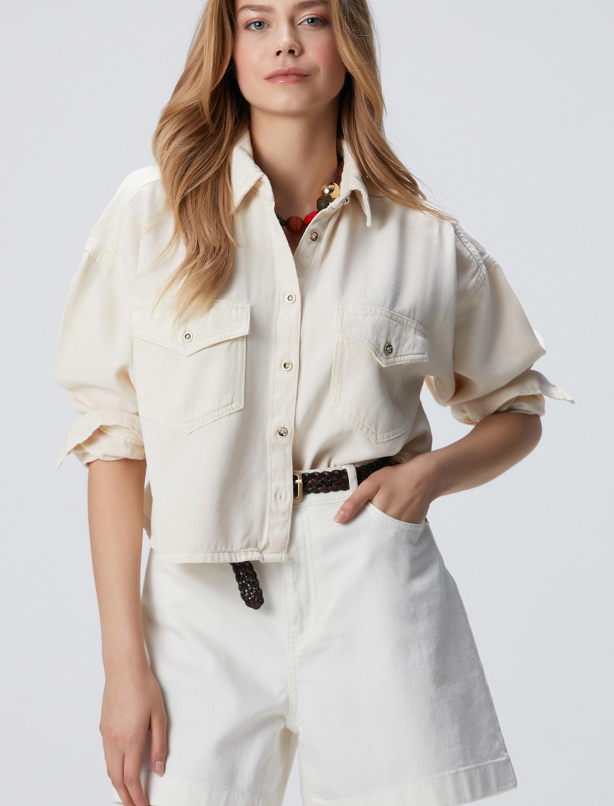 Network Kadın Kırık Beyaz Denim Gömlek Network Kadın Kırık Beyaz Denim Gömlek