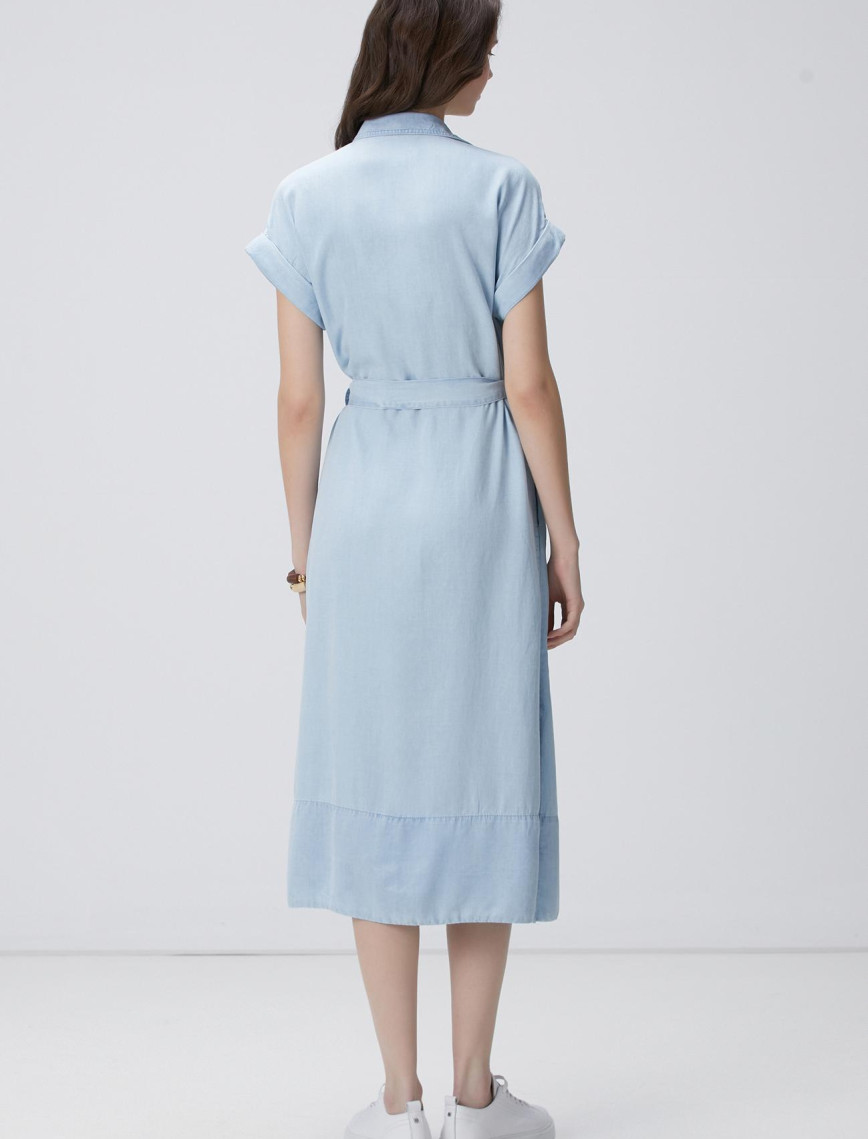 Network Kadın Açık Mavi Midi Denim Elbise Network Kadın Açık Mavi Midi Denim Elbise