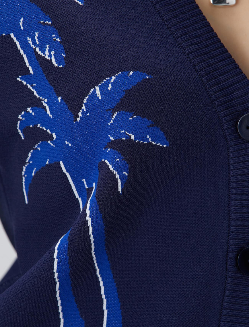 Network Kadın Lacivert Palmiye Desenli Hırka Network Kadın Lacivert Palmiye Desenli Hırka