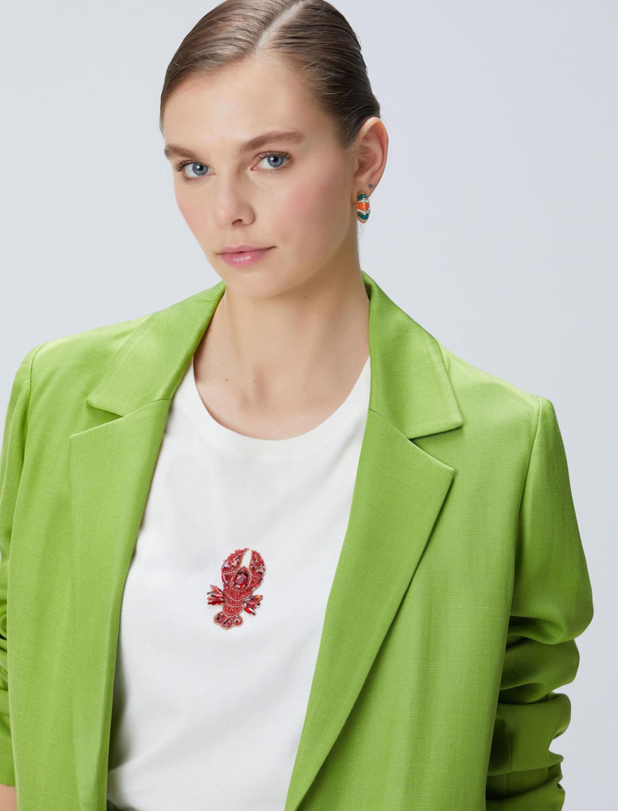 Network Kadın Fıstık Yeşili Keten Karışımlı Ceket Network Kadın Fıstık Yeşili Keten Karışımlı Ceket