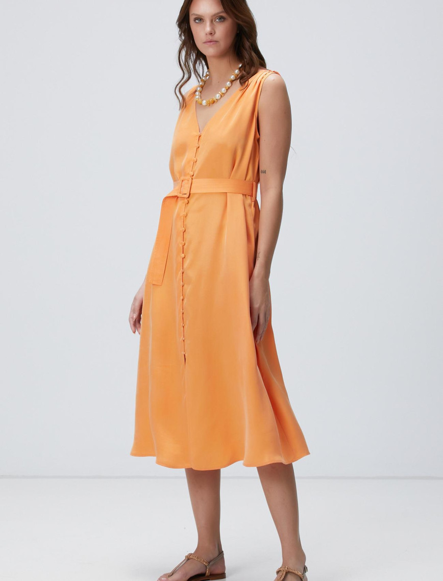 Network Kadın Turuncu Midi Elbise