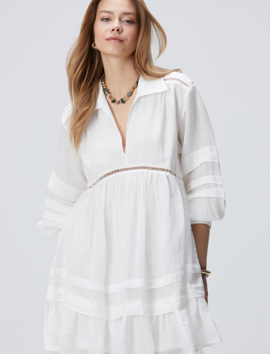 Network Kadın Beyaz Mini Elbise