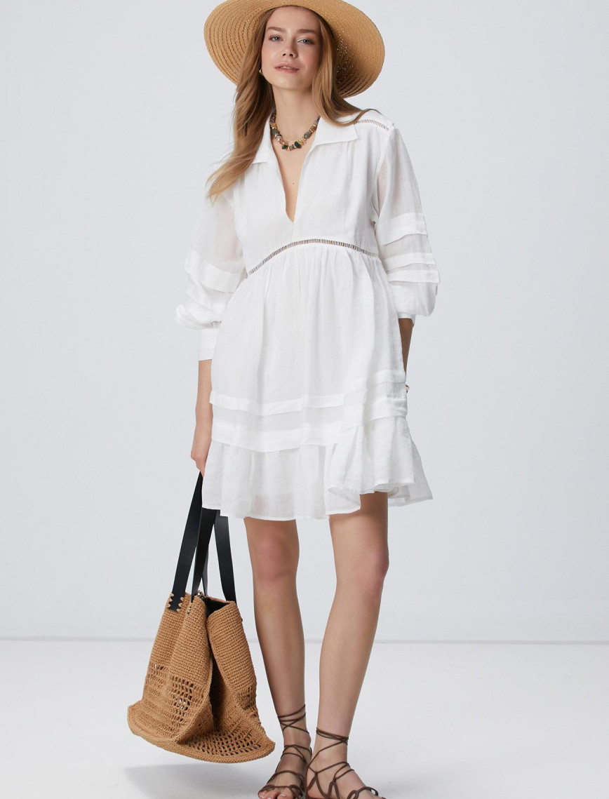 Network Kadın Beyaz Mini Elbise