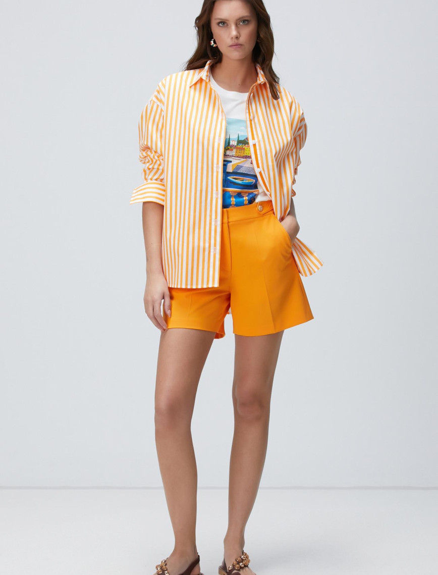 Network Kadın Turuncu Çizgili Gömlek