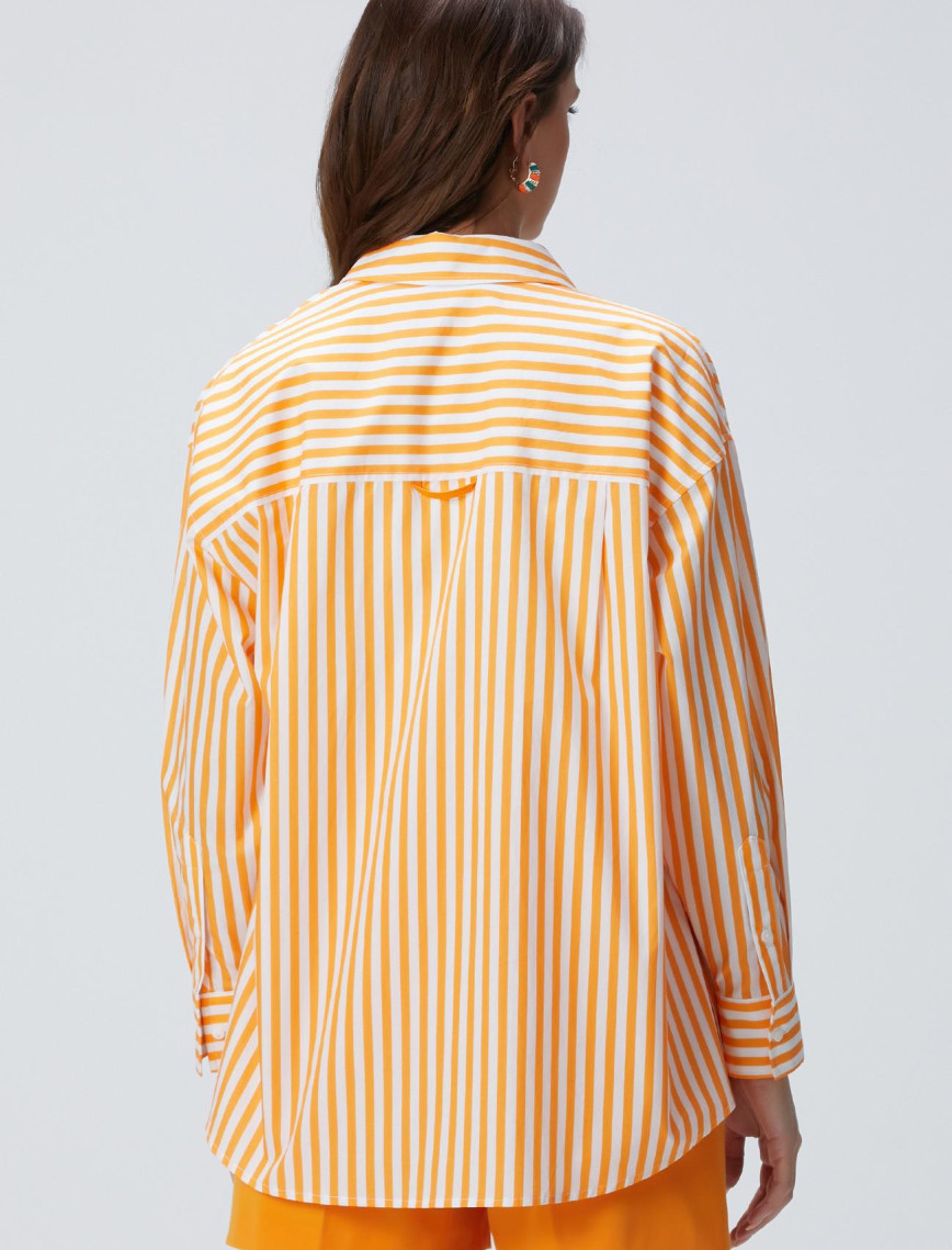 Network Kadın Turuncu Çizgili Gömlek