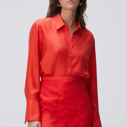 Network Kadın Limited Kırmızı İpek Twill Gömlek