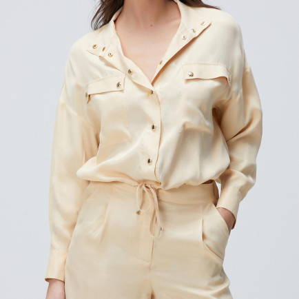 Network Kadın Açık Bej Cupro Gömlek Network Kadın Açık Bej Cupro Gömlek
