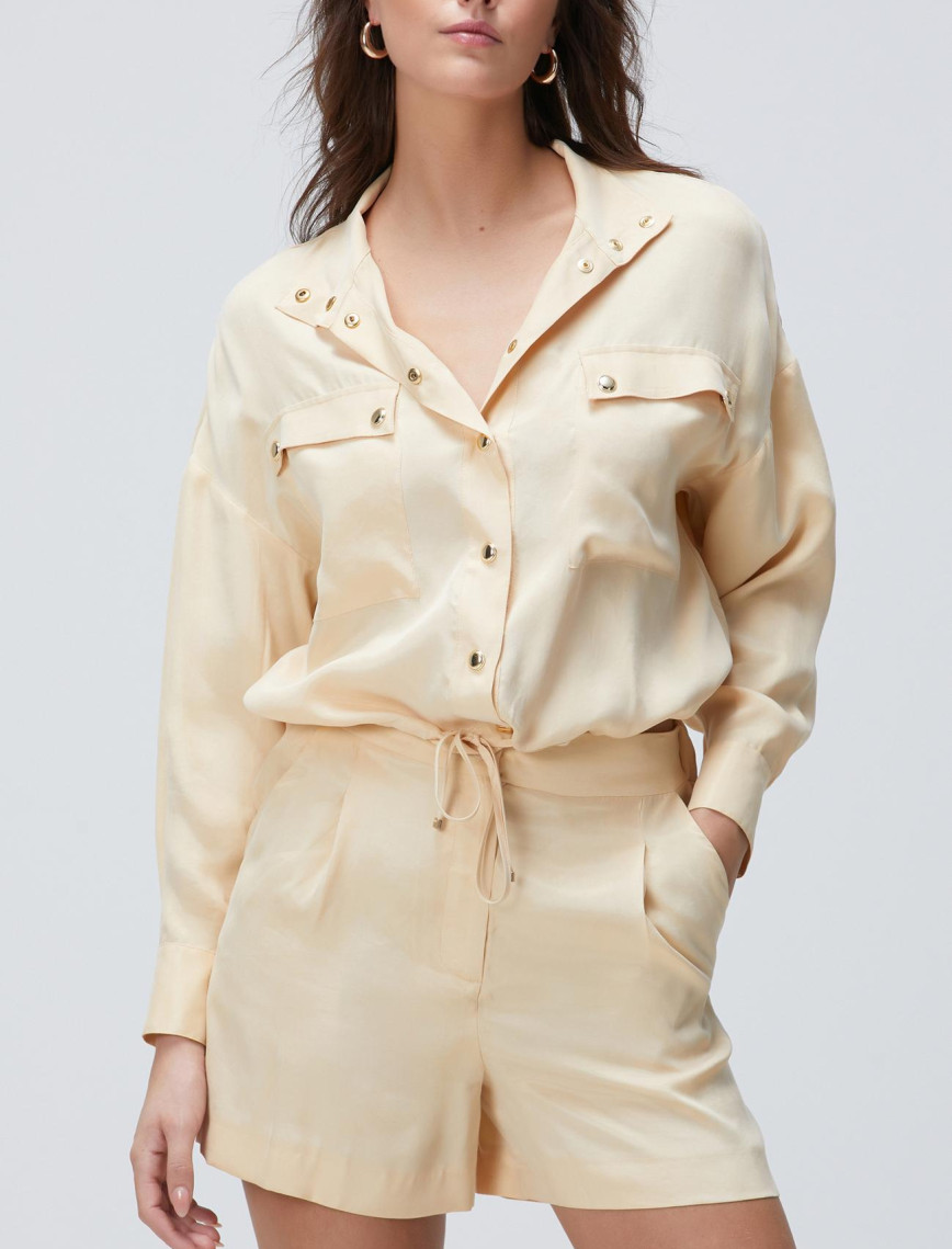 Network Kadın Açık Bej Cupro Gömlek Network Kadın Açık Bej Cupro Gömlek