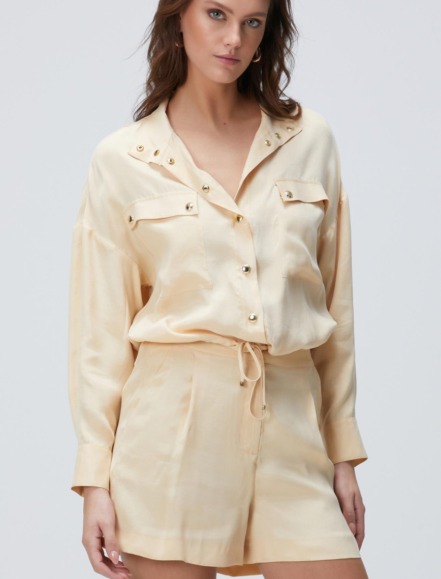 Network Kadın Açık Bej Cupro Gömlek Network Kadın Açık Bej Cupro Gömlek