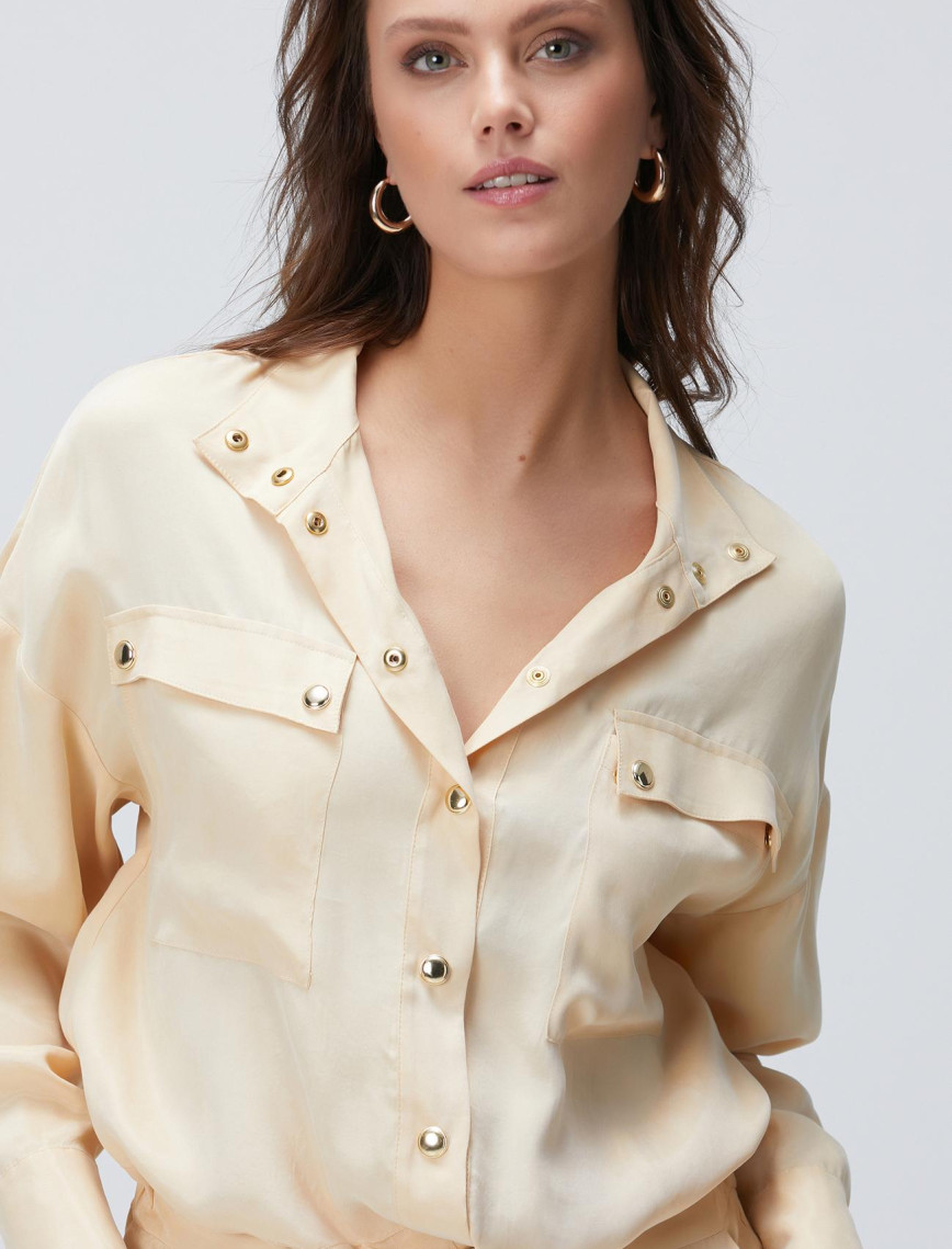 Network Kadın Açık Bej Cupro Gömlek Network Kadın Açık Bej Cupro Gömlek